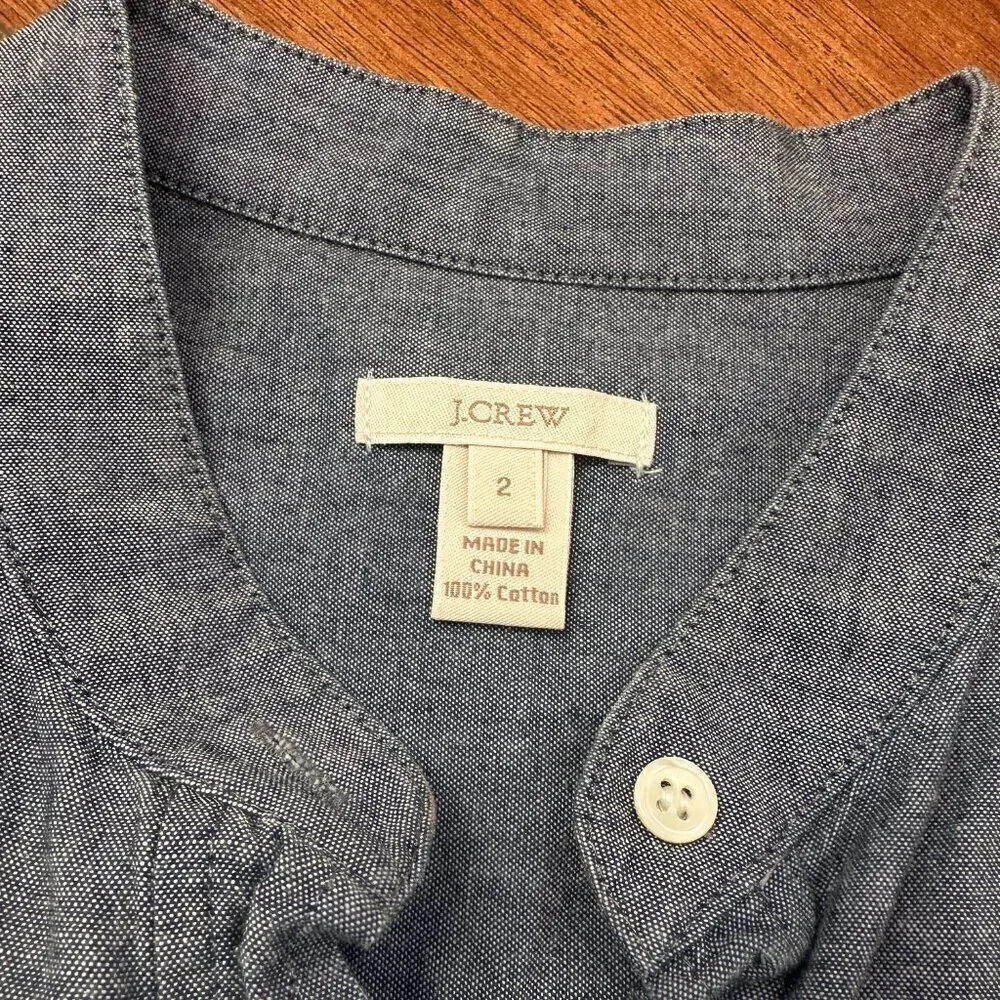 J. Crew Chambray Pararuffle Button Down Shirt Size 2